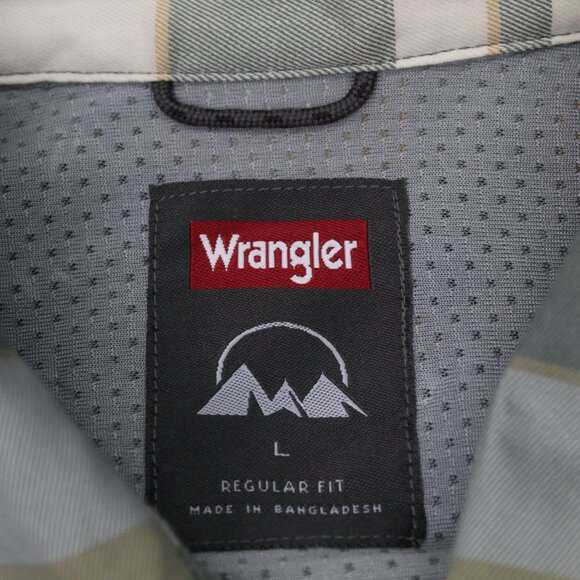 Wrangler Shirt NWT Mens Large Green/Yellow Regular Fit Roll Sleeve Stretch L/S - Picture 8 of 13